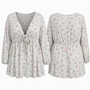 Sugarfox Floral Tie-Front Blouse